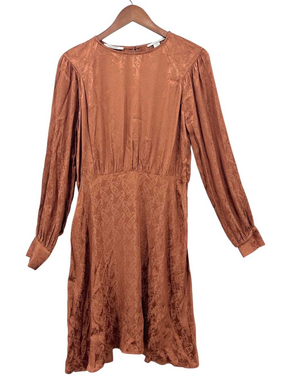 SCOTCH & SODA Dress Starwatcher Asymmetric Peplum Hem Midi Burnt Orange